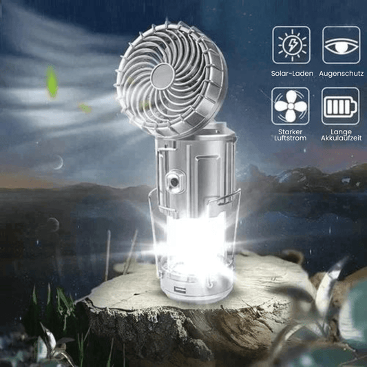 Tragbare LED-Campinglampe mit Ventilator